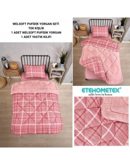 ETE HOMETEX TEK KİŞİLİK LÜX WELSOFT YORGAN SAFİR PUDRA 155X215CM 8696474231934